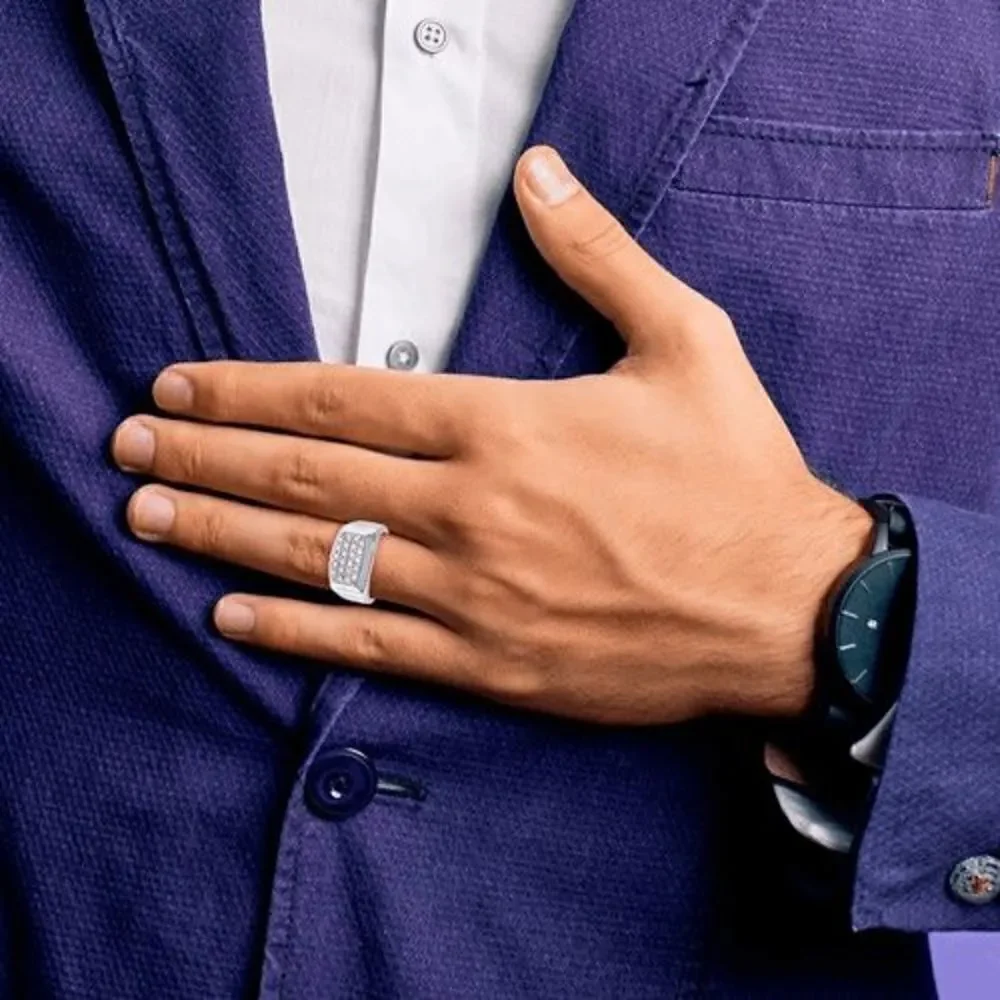 Men's 10k White Gold Diamond Ring